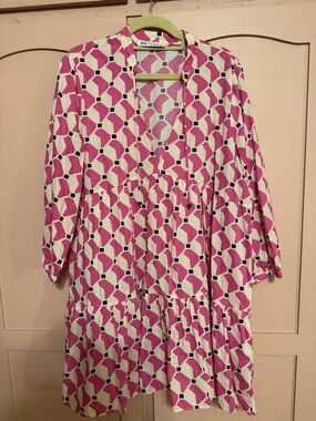 Zara Pink and White Geometric Tunic